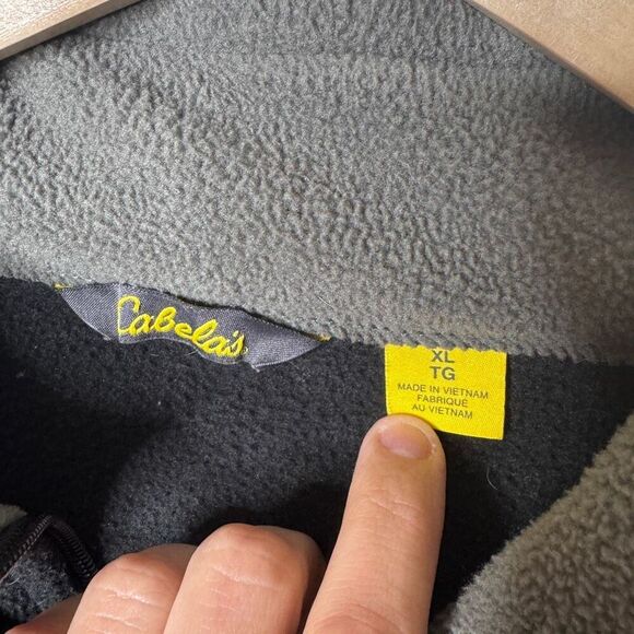 Cabelas Sweater Mens XL Black 1/4 Zip Fleece Pullover Mock Neck Outdoors - Picture 3 of 7